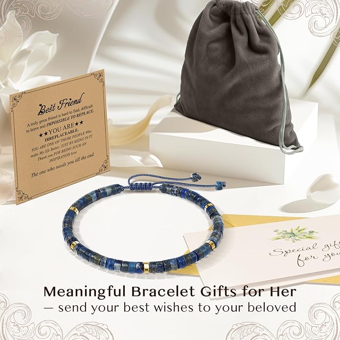 Inspirational Gifts Bracelets for Women: Valentines Mothers Day Birthday Gifts for Women Friends Sister Mom - Healing Natural Stone Beads Bracelets Thinking of you Get Well Soon Gift for Women