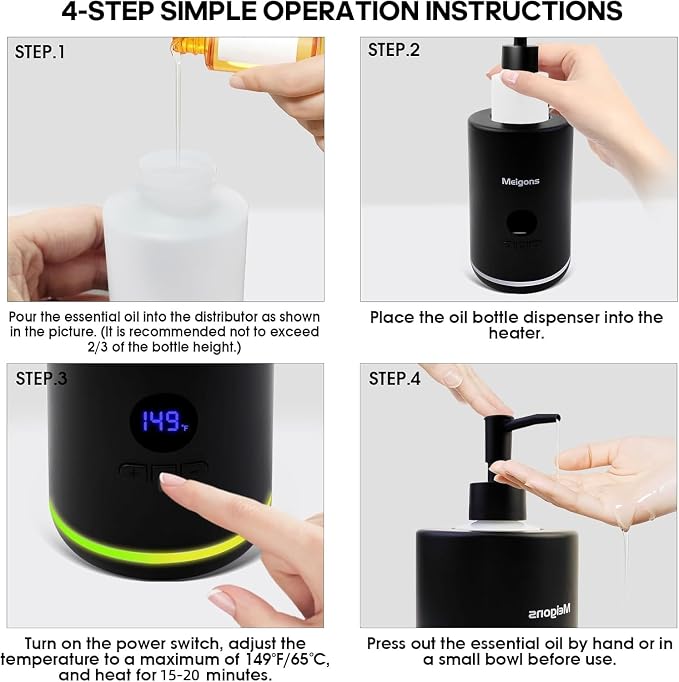 Oil Warmer for Massage, Massage Oil Warmer, Body Oils Heater for Spa, Salon and Barber Shops, with Two Oil Bottle Dispenser, Constant Temperature (Black)