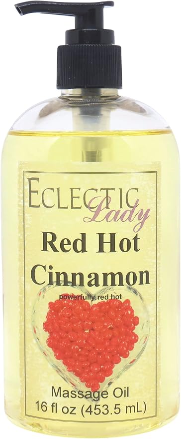 Red Hot Cinnamon Massage Oil, 16 oz, With Sweet Almond Oil and Jojoba Oil