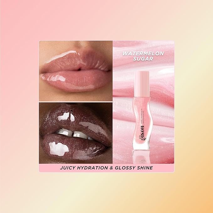Gisou Honey Infused Hydrating Lip Oil, Nourishing Lip Moisturizer for Dry Lips, 0.27 fl oz (Watermelon Sugar)