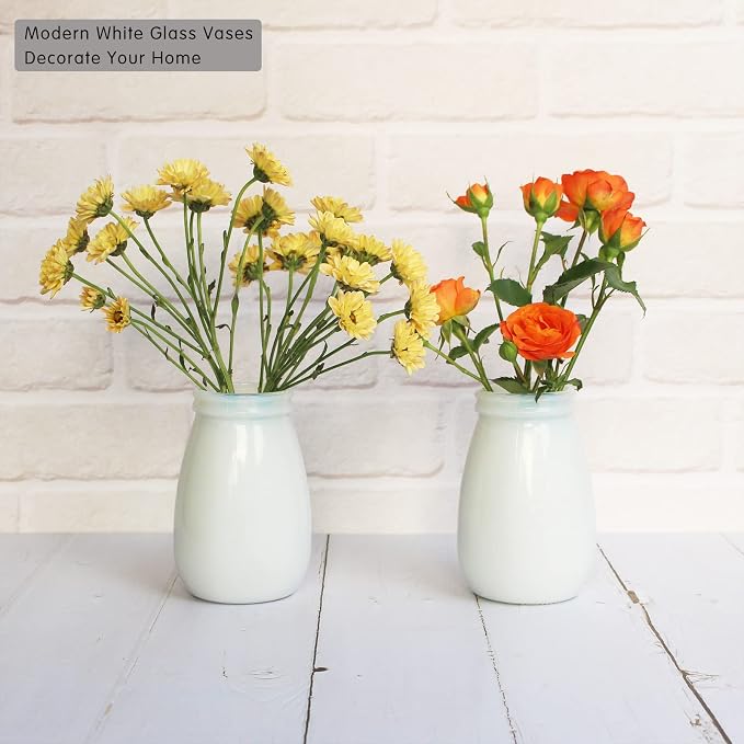 YANLING 6 Pack White Vase for Decor Small Ceramic Vase for Flowers | Bud Vases for Home Decor White Flower Vase, Boho Vases Dried Flowers Vases