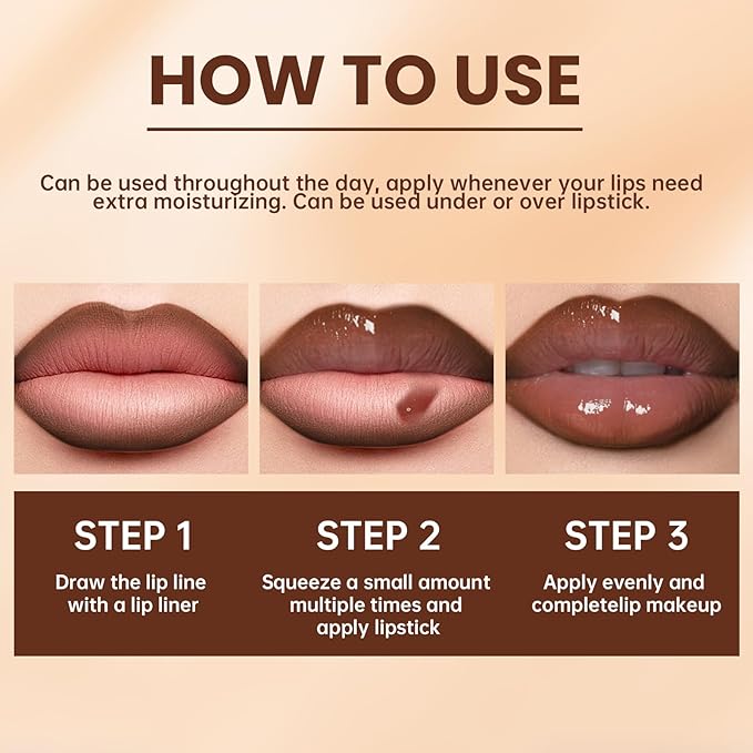 Lip Liner Gloss Set, Light Brown Plumping Lip Liner Lip Pencil Moisturizing Lightweight Lip Gloss Lip Combo, High Shine Glossy Lip Tint Lip Stain Makeup Long Lasting Lip Contour for Women