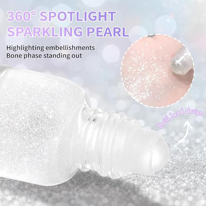 Diamond Roll On Liquid Highlighter for Radiant Glow, Watery-glowing Texture Shimmer Glow Face Luminizer, Long-Lasting Rollaway Body Glitter Makeup for Festival, Party & Daily Glow