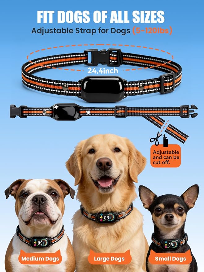 2-in-1 Dog Bark Collar & Shock Collar, IPX7 Waterproof E Collars with AI Anti-Bark/Beep/Vibration/Shock/no Shock for Small Medium Large Dog(5-120Lbs), Dog Training Collar with 3300FT Remote