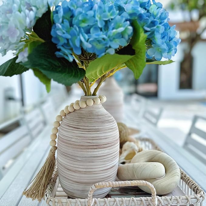 ALMA 9" Boho Flower Vase, Ceramic Pampas Grass Vases for Modern Farmhouse | White & Cream, Rustic Style, Decorative Vase for Home Decor Lovers, Tabletops, Mantel, Shelves and Modern Coastal Spaces