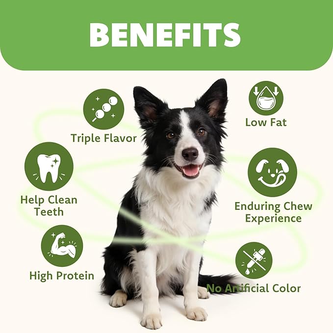 MON2SUN Dog Treats, 6 Inch Triple Flavor Wrapped Rawhide Rolls, 35.27 oz | 20 Count, Chicken Liver, Duck and Chicken Recipe, Teeth Cleaning Chews, Sized for Medium Dogs