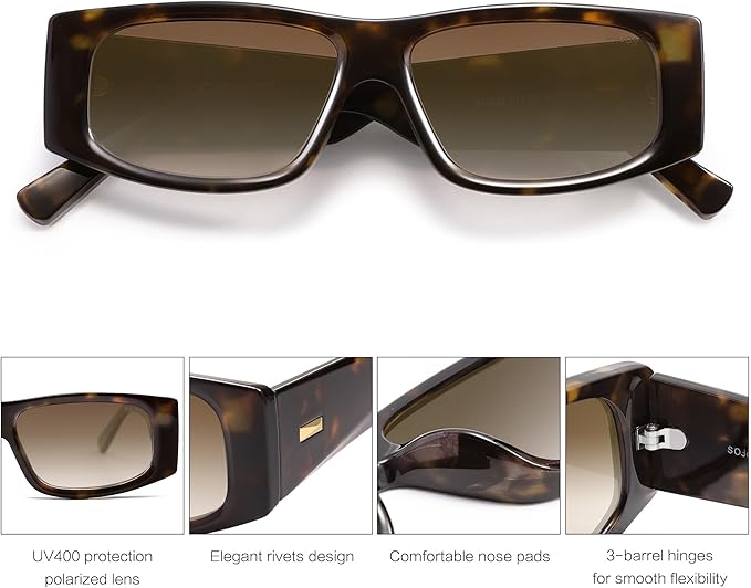 SOJOS Trendy Y2K Rectangle Polarized Sunglasses for Women Men Fashion Designer Rave Sunglasses SJ2228
