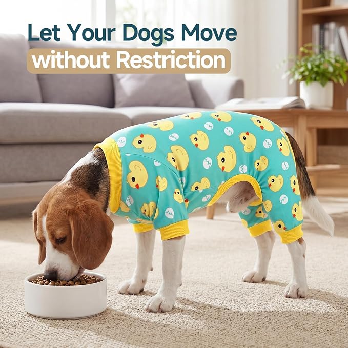 XPUDAC 4 Pieces Dog Pajamas for Small Dogs Pjs Clothes Puppy Onesies for Doggie Duck Shirts Sleeper for Pet Cats Jammies-XL
