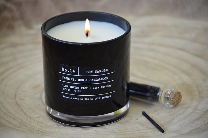 Lulu Candles |Black Ginger & Lily | Luxury Scented Soy Jar Candle | Hand Poured in The USA | Highly Scented Long Lasting (9 Oz.)