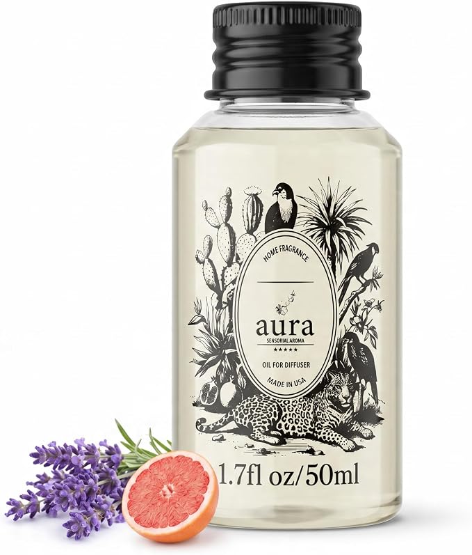 Aura Provence | Lavender & Grapefruit Fragrance Oil for Diffusers | Inspired by L.Labo-Lavande 31 | Aromatherapy Lavender Scent | for Home, Bedroom & Spa | 1.7 fl oz (50ml) | Long Lasting Scent