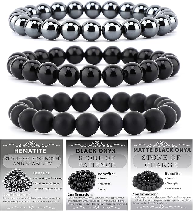NCB 2.3-Piece 4mm Natural Crystal Gemstone Stretch Bracelets – Handmade Reiki Energy Healing Jewelry for Meditation,Yoga, Unisex