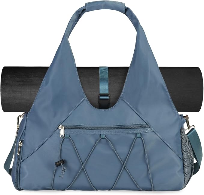 Forestfish Gym Bag For Women With Yoga Mat Holder & Shoe Compartment & Wet Dry Storage Pocket & Adjustable Strap