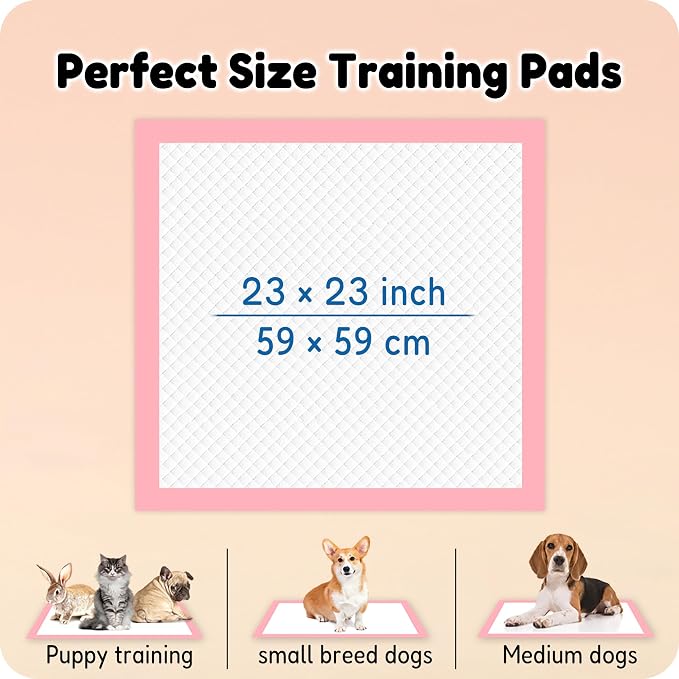 MoMoCo 23x23 Pink Puppy Pads 100ct, 6-Layer Dog Pee Pads for Small Dogs