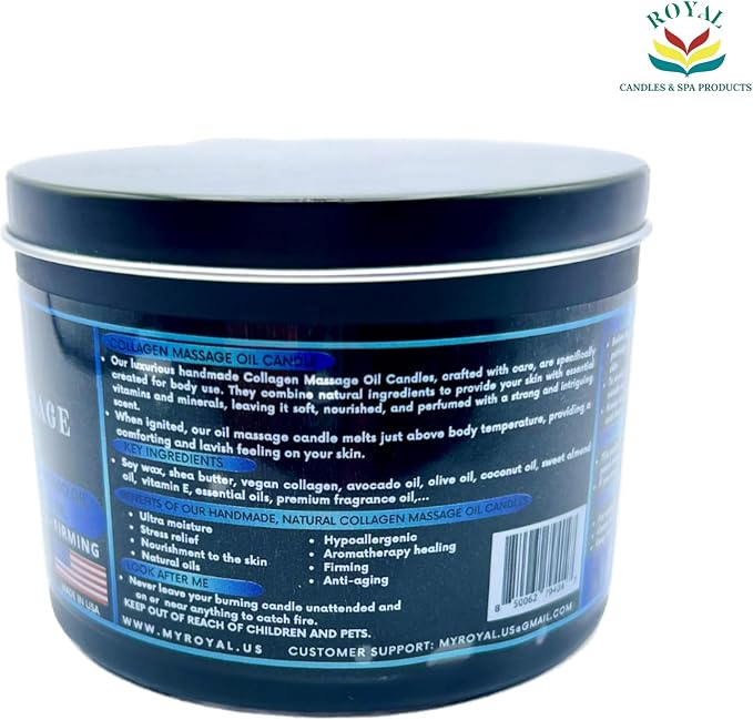 Massage Oil Candle, Body Massage Oil Candle, Candle Massage Oil, Aromatherapy Candle, Couple Massage Oil Candle, 6 oz. with Pouring spout - Peppermint & Eucatyptus Scent