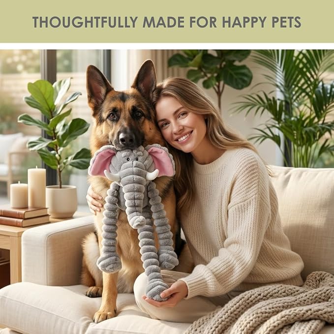 NANDOG My BFF Jumbo The Elephant Dog Toy XL, Large Soft Squeaky Toys