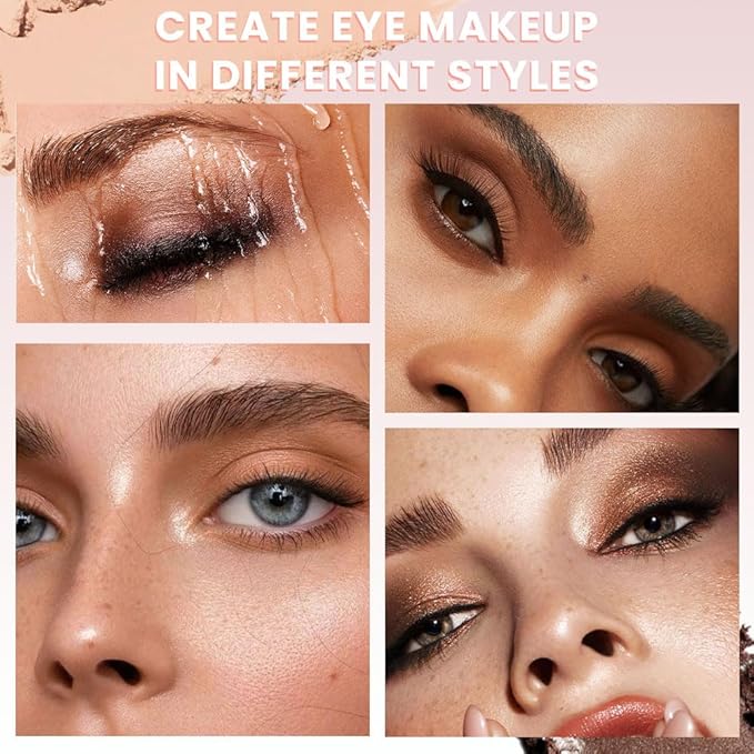 9 Colors Smoky Matte Shimmer Eyeshadow Palette for Women, Nude Rose Gold Light Medium Gray Wine Brown Purple, High Pigmented Primers Powder Palet de sombras de ojos (9 Colors-Nude Brown Gold)