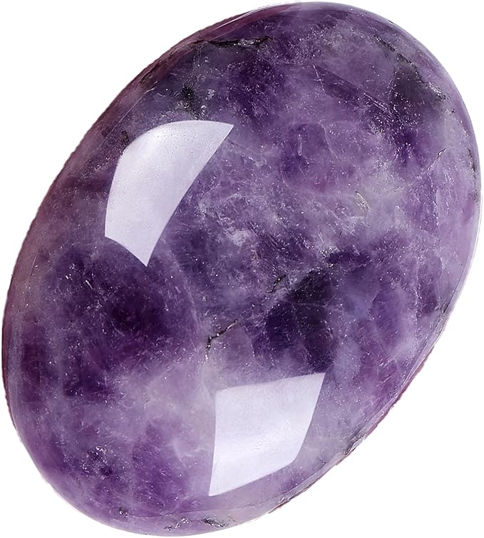 ZHIYUXI 2.4" Amethyst Crystal Gemstones Amethyst Stone Purple Crystals and Healing Stones Worry Stone Protection Crystals Polished Stones Palm Stone Energy Balancing Therapy Mediation 1PC