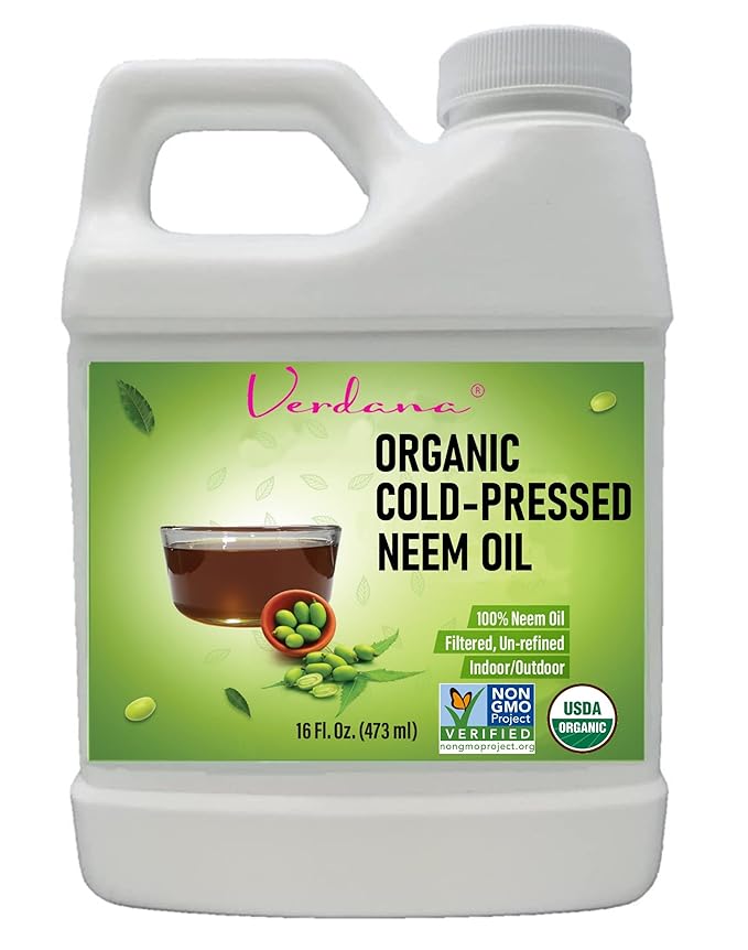 Verdana Pure Neem Oil for Plants – 16 Fl Oz – Organic, Cold Pressed, Unrefined, Non-GMO – 100% Natural Spray for Plant Leaf Shine, DIY Beauty, Soap Making – No Additives
