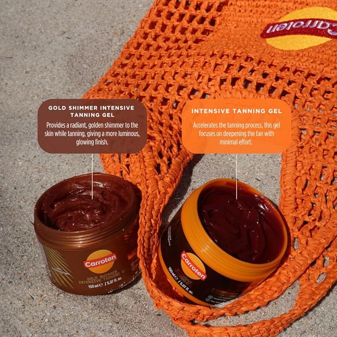 Carroten Intensive Tanning Gel | Browning Indoor/Outdoor Tan Accelerator | Non-Greasy, Water-Resistant with Carrot & Coconut Oil | Vitamin A & E For Moisture & Hydration | 5 Fl Oz + Spatula