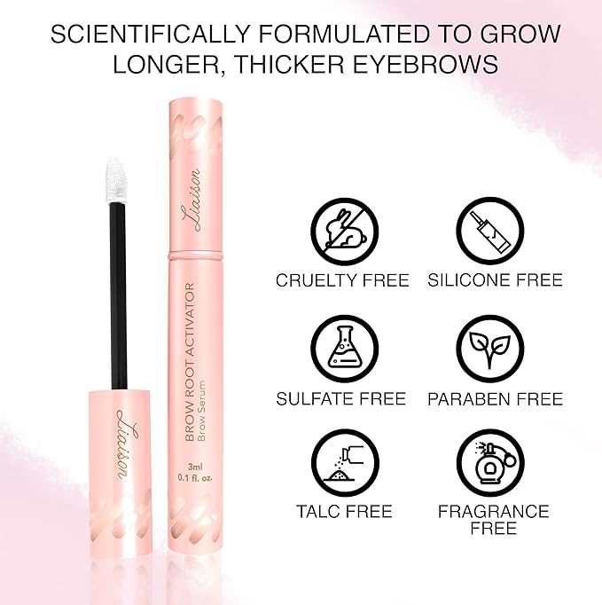 Liaison Brow Growth Serum for Women | Eyebrow Growth Serum to Grow Thicker, Fuller & Healthier Brows | Brow Root Activator with Peptides & Biotin | Vegan Eyebrow Enhancer & Conditioner (3ml)