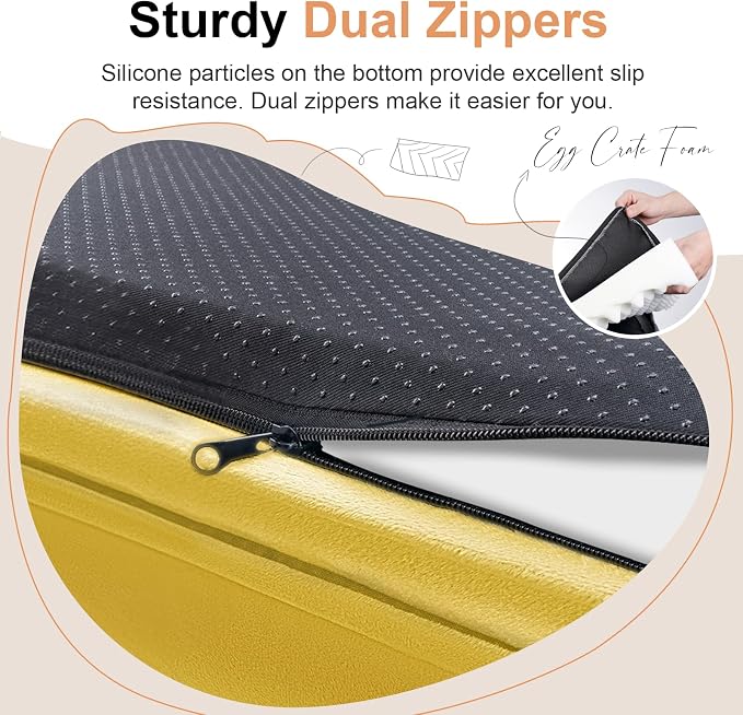 Orthopedic Dog Bed for Large Dogs, 36 x 27 Inch, Ginger | Egg crate foam for joint support, 3-sided bolster pet sofa, waterproof lining, washable cover, and non-skid base
