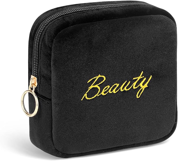 Flannel Sanitary Napkin Storage Bags Menstrual Cup Pouch Portable Zipper Nursing Pad Holder Tampons Collect Bags Feminine Menstruation First Period Kit Bag for Women Black