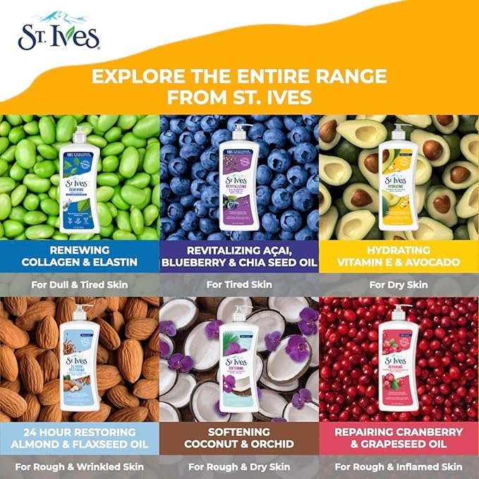 St. Ives Hydrating Hand & Body Lotion Moisturizer for Dry Skin Vitamin E & Avocado Made with 100% Natural Moisturizers 21 oz
