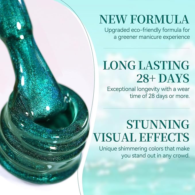 Born Pretty Dark Green Cat Magnetic Eye Gel Polish,2026 Spring Summer Fruit Dark Green Holographic Glitter Shimmer Translucent Sheer Magnetic Gel Polish Salon DIY at Home