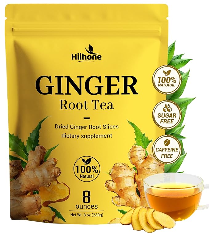 Dried Ginger Root Tea Cut and Sifted 8 oz, | Natural Ginger Pieces for Herbal Tea, Brewing, Cooking and Baking, Warm and Spicy Flavor