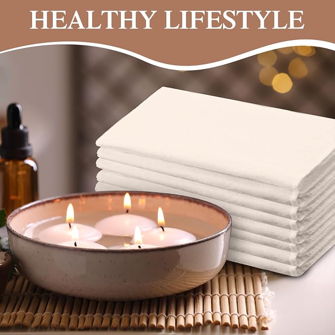 Tingjoo 20 Pcs Organic Cotton Flannel for Castor Oil Pack Wrap Unbleached Reusable Castor Oil Wrap Soothing Heat Compress Soft and Highly Absorbent for Abdomen Liver Joints and Other Areas (White)