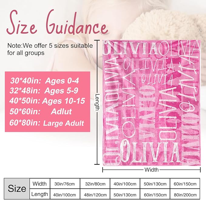 Yofair Ships Next Day, Personalized Blanket Gifts for Teen Girls Custom Blanket with Name Flannel Throw Girls Blankets Customized Daughter Gifts for Kids Adult