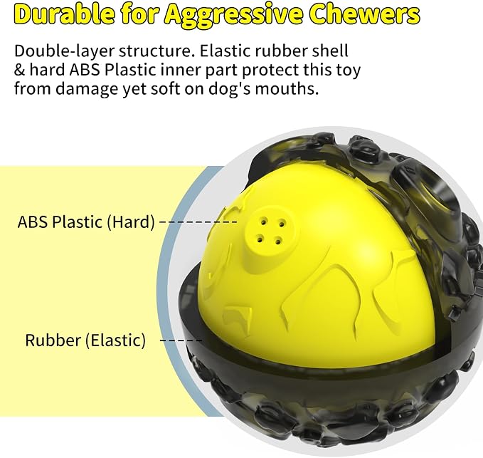 Dog Giggle Balls for Aggressive Chewers Interactive Dog Toy Ball | Fun Squeaky Sound to Keep Them Busy, Durable Rubber Chew Toys, for Small Medium Large Dogs, Indoor & Outdoor, Yellow