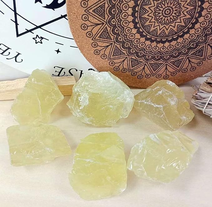 LAIDANLA Citrine 2" Natural Rough Stones Crystal Large Raw Crystals Bulk Healing Gemstones for Reiki Healing Tumbling Fountain Rocks Wire Wrapping Decoration 4PCS 0.55lb