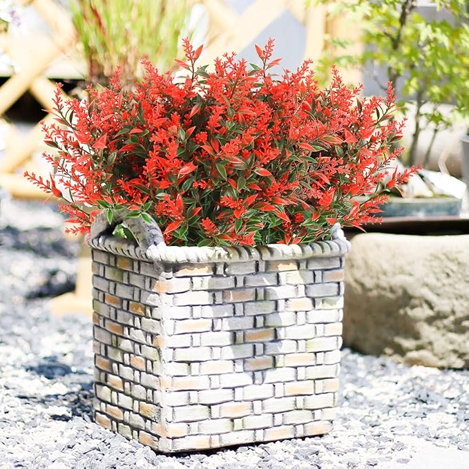 RECUTMS Artificial Lavender Flowers Plants 8 Bundles UV Resistant Boxwoods | Artificial Plastic Greenery Shrubs Plants Fall Eucalyptus Stems for Planter Kitchen Home Wedding Office Garden Festival Decor