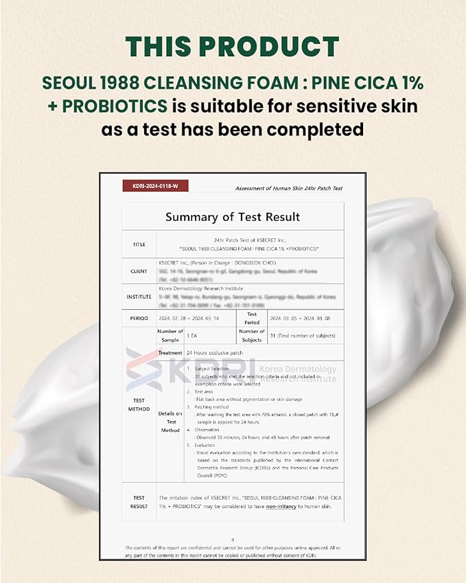 K-SECRET SEOUL 1988 Cica Cleansing Foam – Deep Pore Cleansing & Soothing Care | Daily Facial Cleanser for Sensitive Skin | Korean Skincare, 150ml / 5.07 fl oz