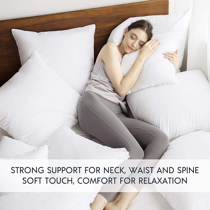 Phantoscope Throw Pillow Insert with 100% Cotton Cover, 12x20 Inch, 2 Pack | Soft Supportive Throw Pillows for Couch Bed, Hypoallergenic Breathable Pillows Inerts, Lumbar Decorative Cushion Sham Stuffer