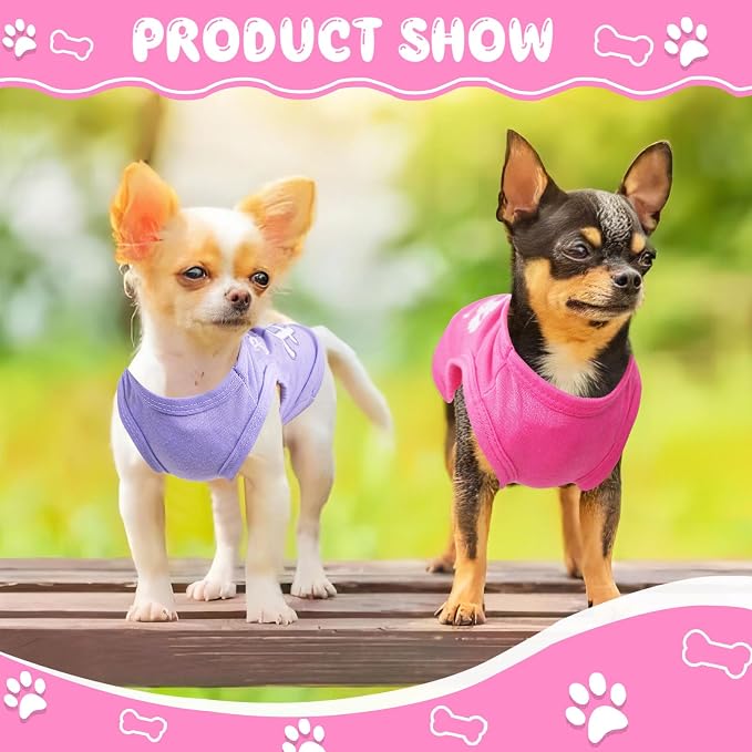4 Pieces Dog Clothes for Small Dogs Girl Soft Puppy Shirt Cute Chihuahua Teacup Dog Clothes Female Dog Shirts Breathable Pet Clothing Pink Girl Doggie Clothes (XX-Small)