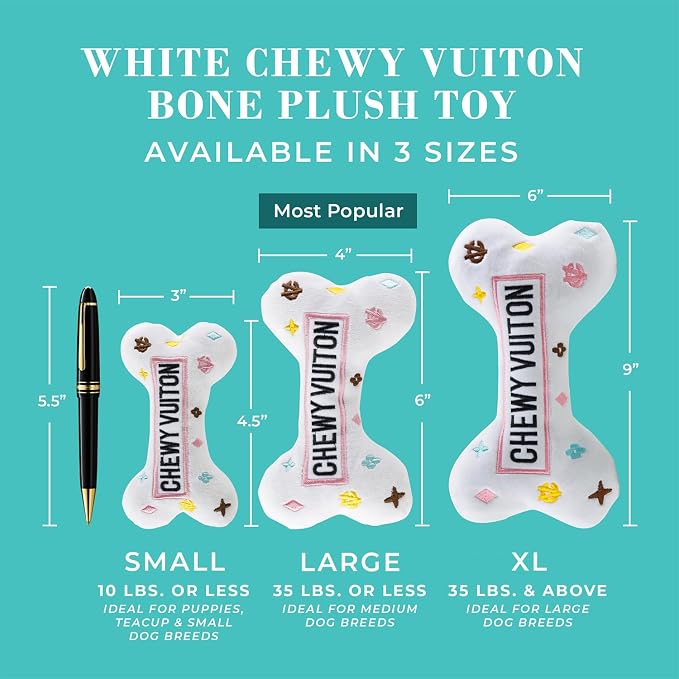 Haute Diggity Dog Chewy Vuiton Bone Plush Dog Toy, Designer Parody Toy