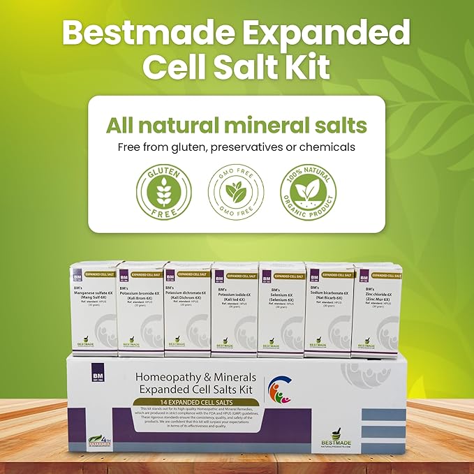 Bestmade Expanded Cell Salt Kit – 14 Advanced Cell Salts for Cellular Detox, Nourishment & Targeted Natural Care, Trusted Homeopathic Remedies, 14 Bottles, 350 Pellets Each
