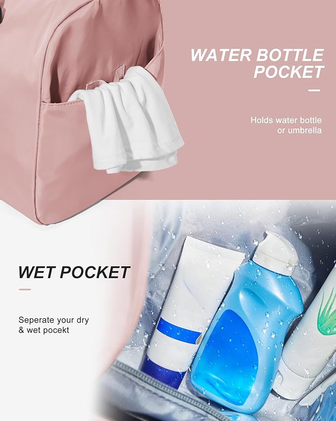 Gym Bag Womens Mens with Shoes Compartment and Wet Pocket Travel Duffel Bag for Women for Plane Sport Gym Tote Bags with Toiletry Bag Waterproof Weekend Overnight Carry on Bag Hospital Holdalls
