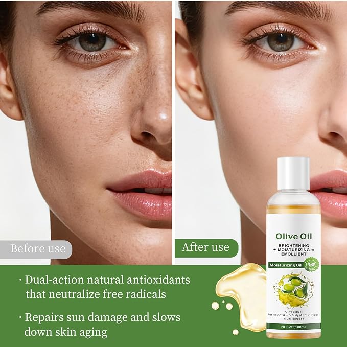 Antioxidant Face & Body Oil with Olive, Jojoba, and Macadamia Oils - Hydrating Dry Oil Blend with Squalane and Sunflower Seed Oil, Natural Vitamin-Rich Moisturizer for All Skin Types, 3.38 fl oz