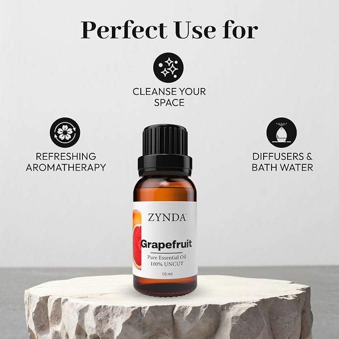 Grapefruit Essential Oil 100% Pure & Natural – Premium Aromatherapy Grade Grapefruit Oil for Skin, Hair Care, Diffuser & Wellness (10ml)