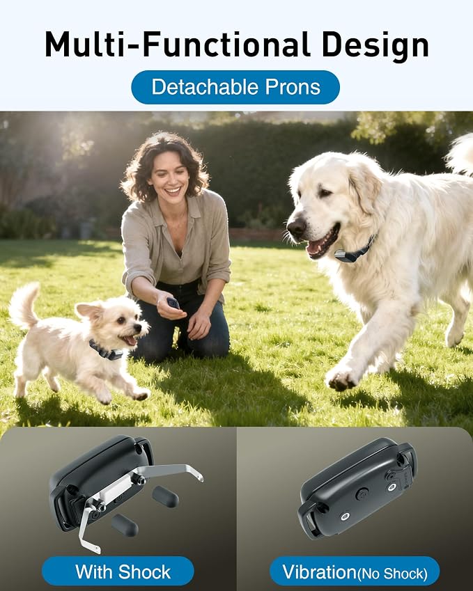 ABBIDOT Shock Collar for 2 Dogs - 4 Training Modes Dog Training Collar, 3300Ft Range, IPX7 Waterproof, Nihgt Light, Rechargeable E-Collar for Small Medium Large Dogs (15-120 lbs),Onyx Black