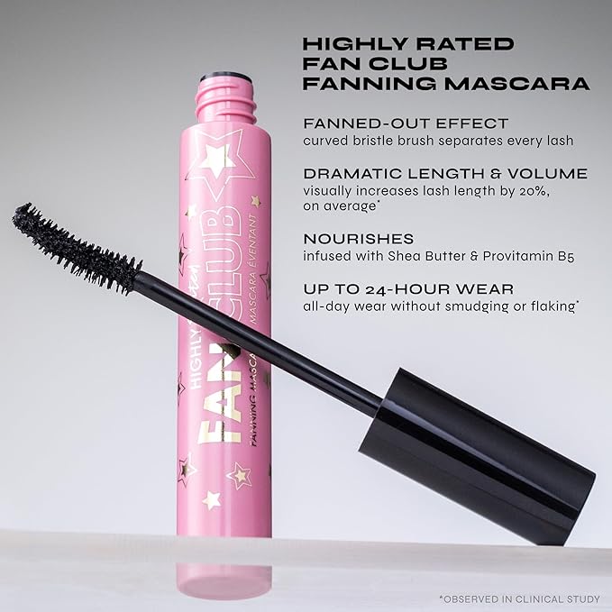 Milani Highly Rated Fan Club Fanning Mascara - Volumizing & Lengthening Lash Makeup for Lifted, Curled Lashes - 24-Hour Smudge-Proof Formula - Vegan & Cruelty-Free, Made in Italy, Black (Pack of 2)
