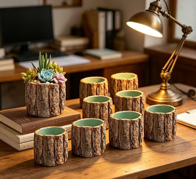 12 Set 3.5in Wooden Vases for Centerpieces, Wedding Flower Table Wood Vase Rustic Tree Stump Planter Pots with Foam Blocks for Woodland Party Home Farmhouse Table Decor (12 Set with Flower Foam)