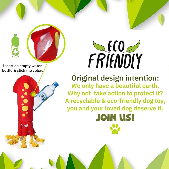 lilfrd Water Bottle Octopus Dog Toy, Squeaky Rope Stuffless Toys for Dogs