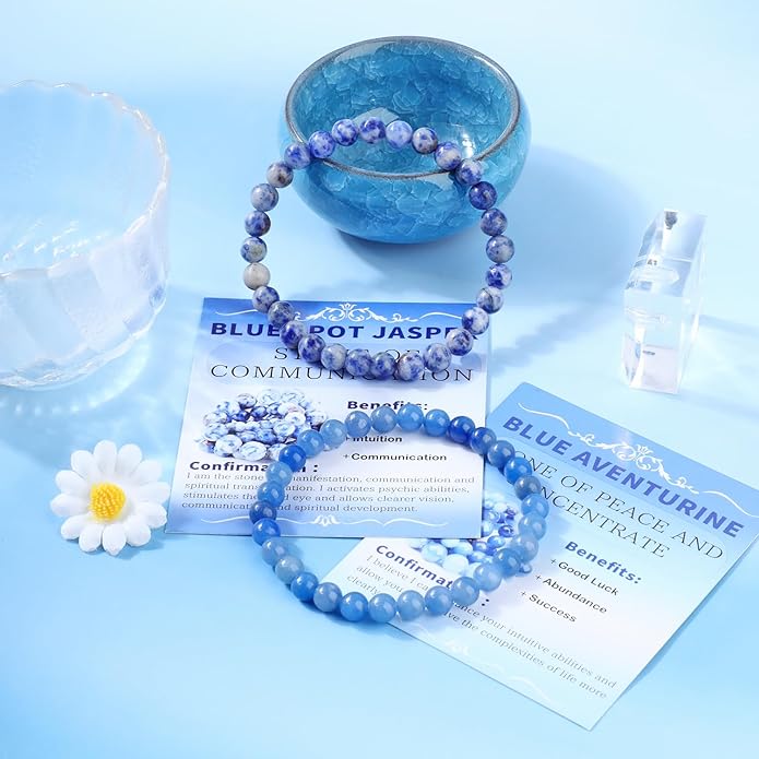 NCB 2.3-Piece 4mm Natural Crystal Gemstone Stretch Bracelets – Handmade Reiki Energy Healing Jewelry for Meditation,Yoga, Unisex