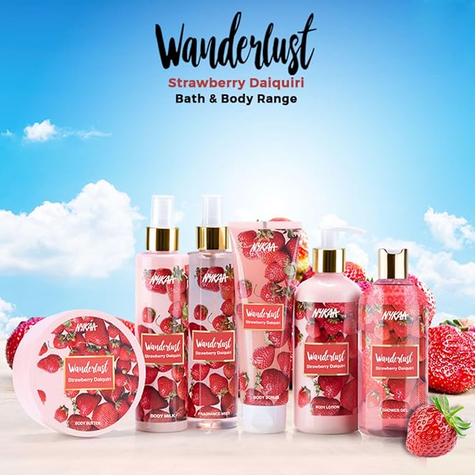 Nykaa Naturals Wanderlust Body Butter - Enriched with Shea, Cocoa Butter, and Almond Oil - Vegan, Cruelty-Free - Strawberry Daiquiri - Vegan - 6.7 oz