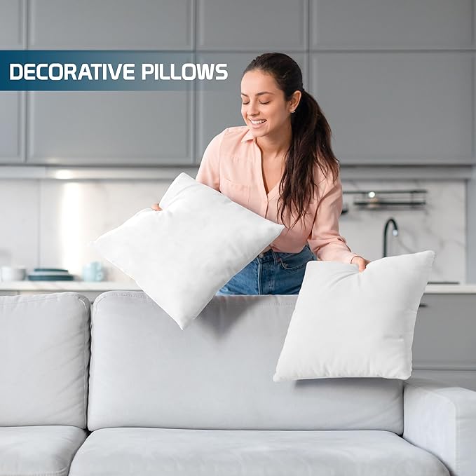 Utopia Bedding Throw Pillows Insert (Pack of 4, White) - 28 x 28 Inches Bed and Couch Pillows - Indoor Decorative Pillow | Down alternative pillow insert with plush fluffy fill for beds sofas couches and chairs. Suitable for indoor outdoor use.