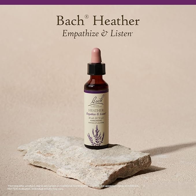 Bach Original Flower Remedies, Heather - Empathize & Listen - Natural Homeopathic Flower Essence for Emotional Balance - Vegan, Gluten Free, Sugar Free - 20mL Dropper